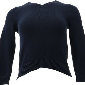 NWT LANDS' END UNIFORM GIRL'S DRIFTER V-NECK SWEATER CLASSIC NAVY MEDIUM (10-12)